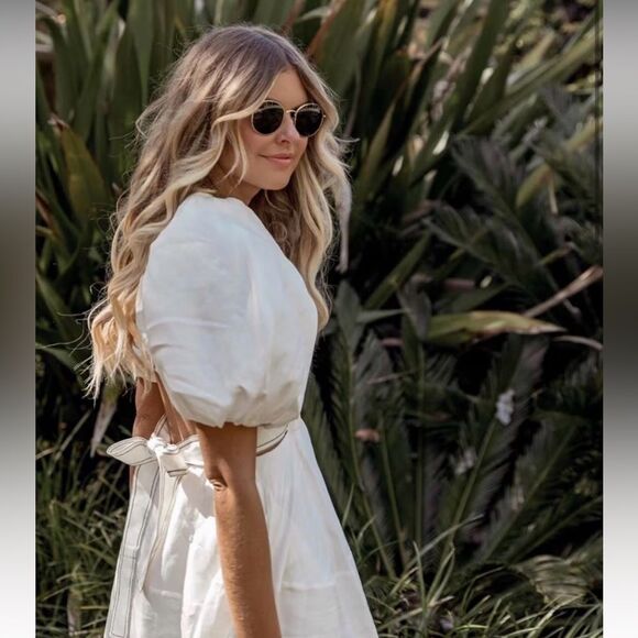 New AJE Mimosa Cutout Linen:Silk Mini White Dress Small - Picture 13 of 14